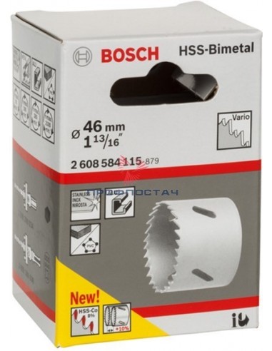 Коронка HSS-BiMetal 46 мм Standart//Bosch