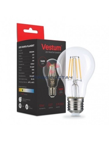 Лампа LED Vestum филамент A60 E27 10Вт 220V 3000K