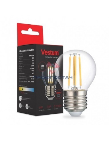 Лампа LED Vestum филамент G45 E27 5Вт 220V 3000K